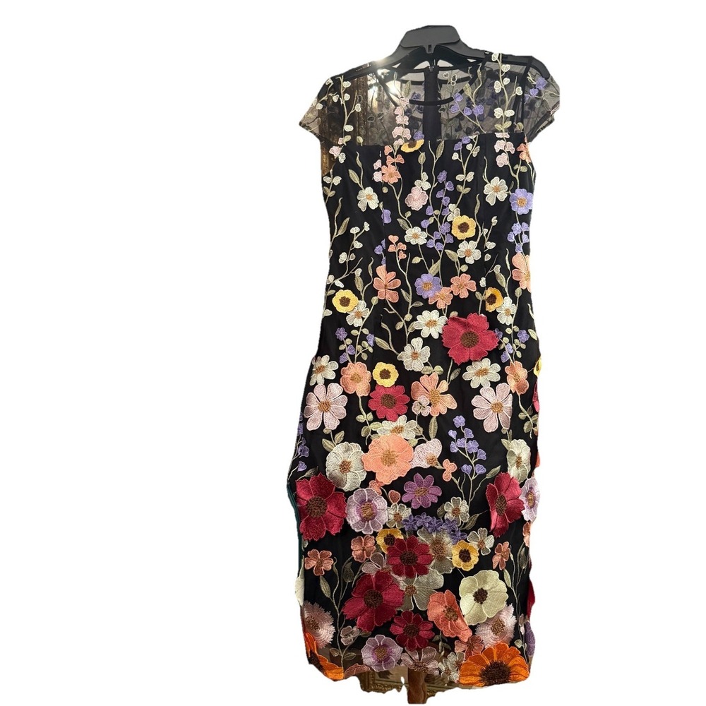 Anthea Crawford Dahlia FLORAL embroidered Shien Dress Taylor Swift Grammy Inspir - Picture 5 of 16